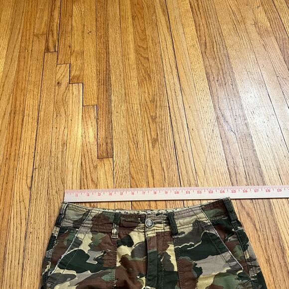 Anthropologie Pants Womens 25 Camo Linen Blend Cargo Pocket Green - Picture 9 of 12